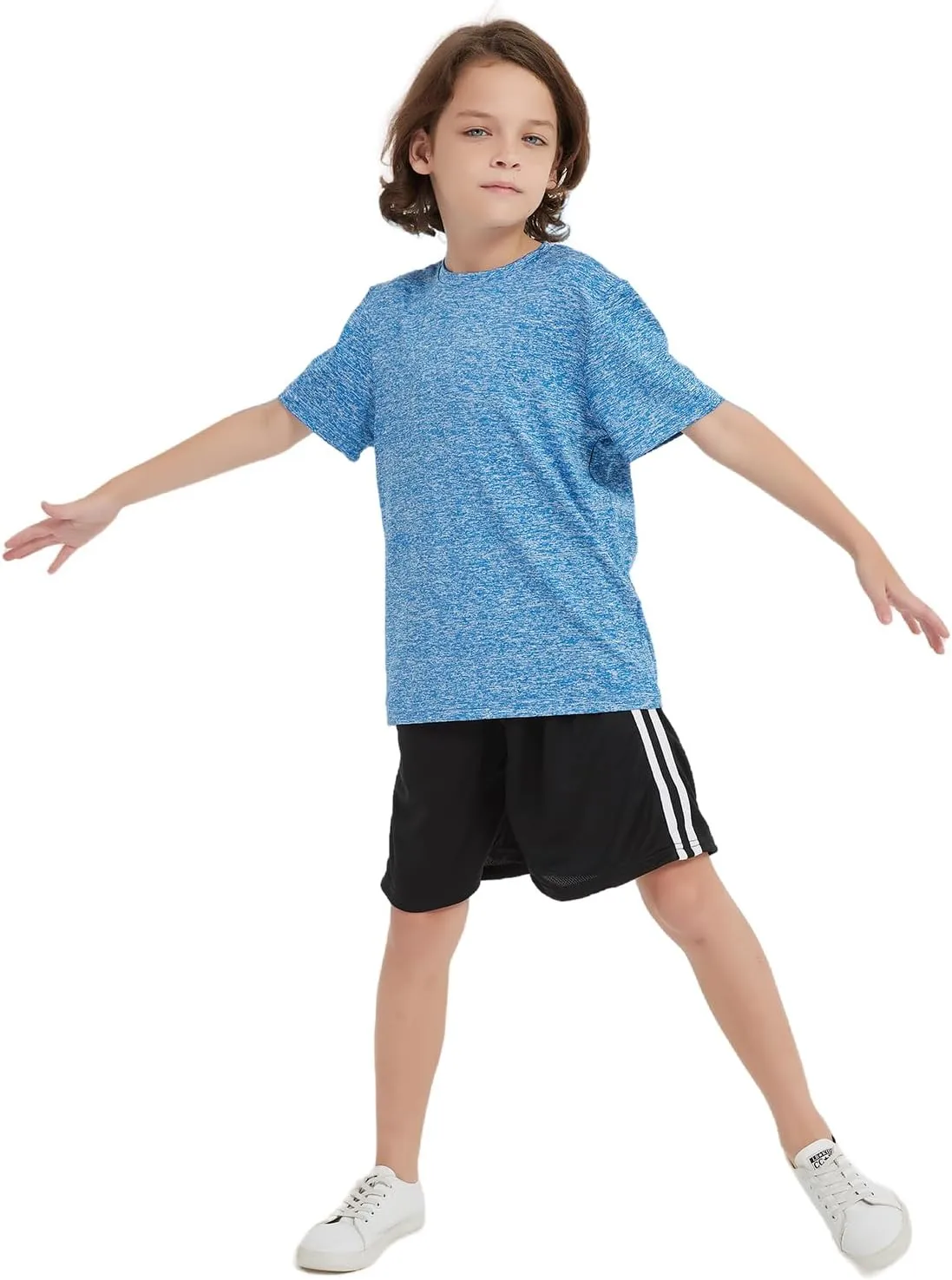 3 Pack Boys Kids Teens T Shirts Quick Dry Short Sleeve Moisture Wicking Tee Shirts Athletic Tops (Age 5-18Y)