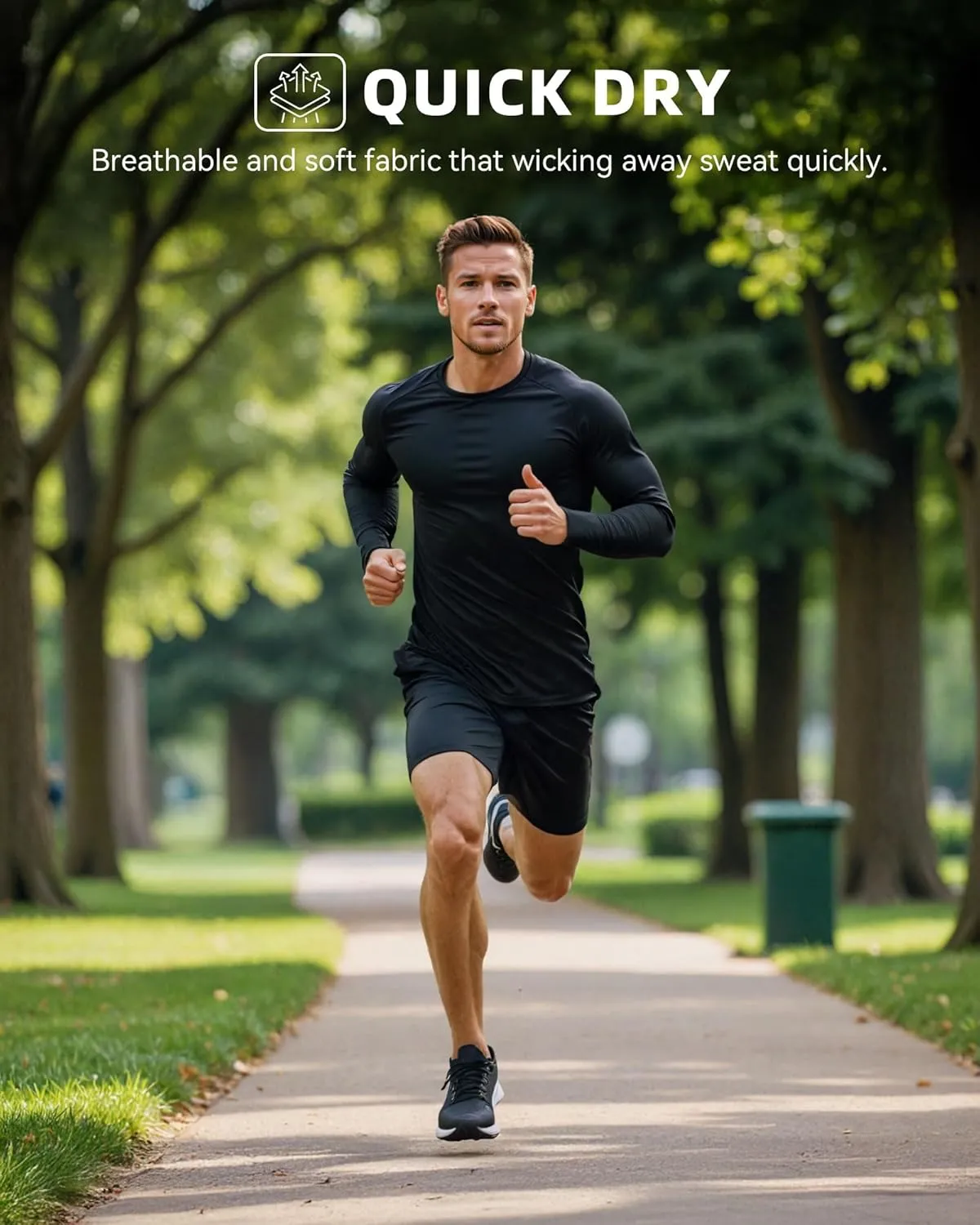3 Pack Men's Compression Shirts Long Sleeve Athletic Base Layer Running Top UV Sun Protection Outdoor Work Out Shirts Black S
