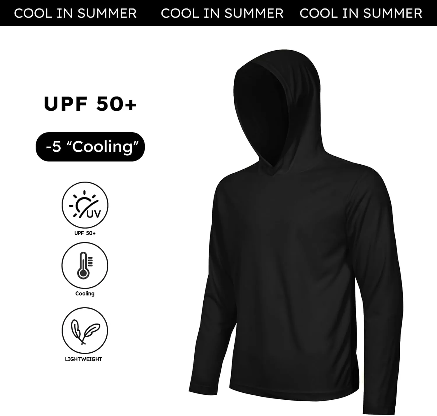 3 Pack Men's UPF 50  Sun Protection Hoodie Shirts Long Sleeve Shirts Quick Dry Lightweight for Running Workout Hiking Fishing