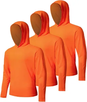3 Pack Men's UPF 50  Sun Protection Hoodie Shirts Long Sleeve Shirts Quick Dry Lightweight for Running Workout Hiking Fishing