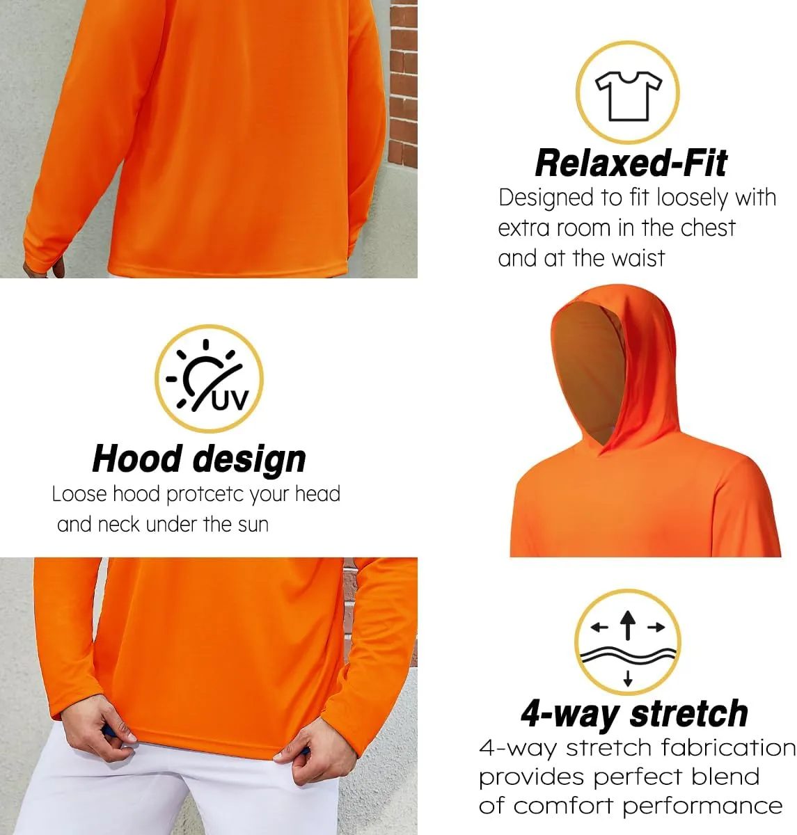3 Pack Men's UPF 50  Sun Protection Hoodie Shirts Long Sleeve Shirts Quick Dry Lightweight for Running Workout Hiking Fishing