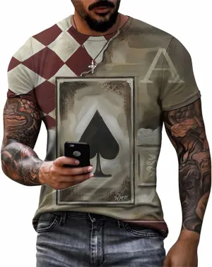 3D Poker Shirts for Men Funny Graphic Workout Tees Shirt Casual Short Sleeve Tshirt Vintage T Shirt Summer Shirts Men