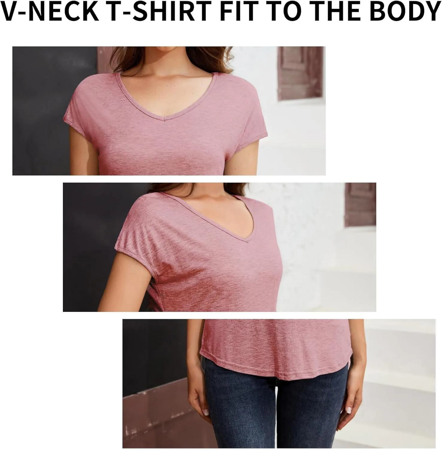 3PCS Womens Vneck Tshirts, Soft Womens T Shirts, Modal Spring Tops for Women2024