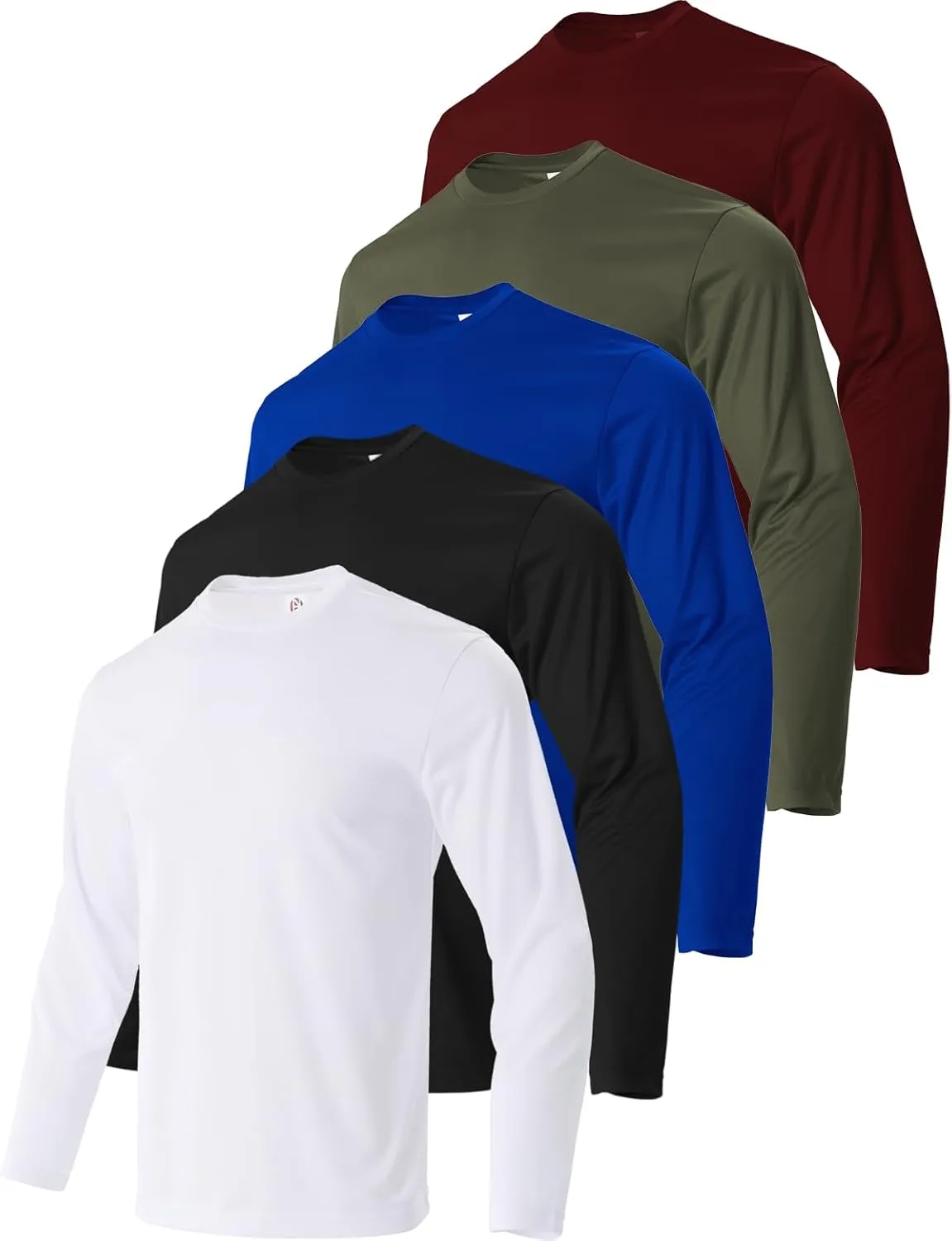 5 Pack Men's Long Sleeve Shirts Athletic Shirts Lightweight for Running Workout Sun Protection Summer Tee Shirts