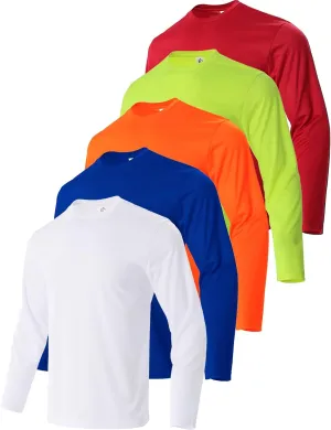 5 Pack Men's Long Sleeve Shirts Athletic Shirts Lightweight for Running Workout Sun Protection Summer Tee Shirts