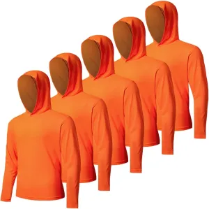 5 Pack Men's UPF 50  Sun Protection Hoodie Shirts Long Sleeve Shirts Quick Dry Lightweight for Running Workout Hiking Fishing