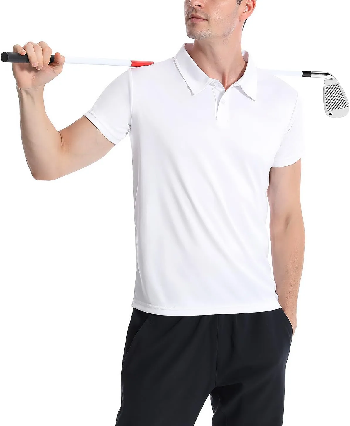 5 Pack Polo Shirts for Men Dry Fit Short Sleeve Golf T-Shirt Moisture Wicking Collared Casual Work Tops