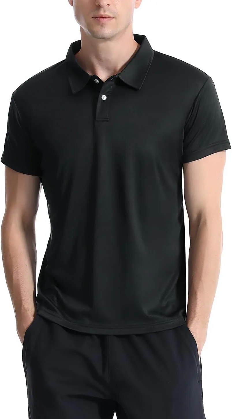 5 Pack Polo Shirts for Men Dry Fit Short Sleeve Golf T-Shirt Moisture Wicking Collared Casual Work Tops