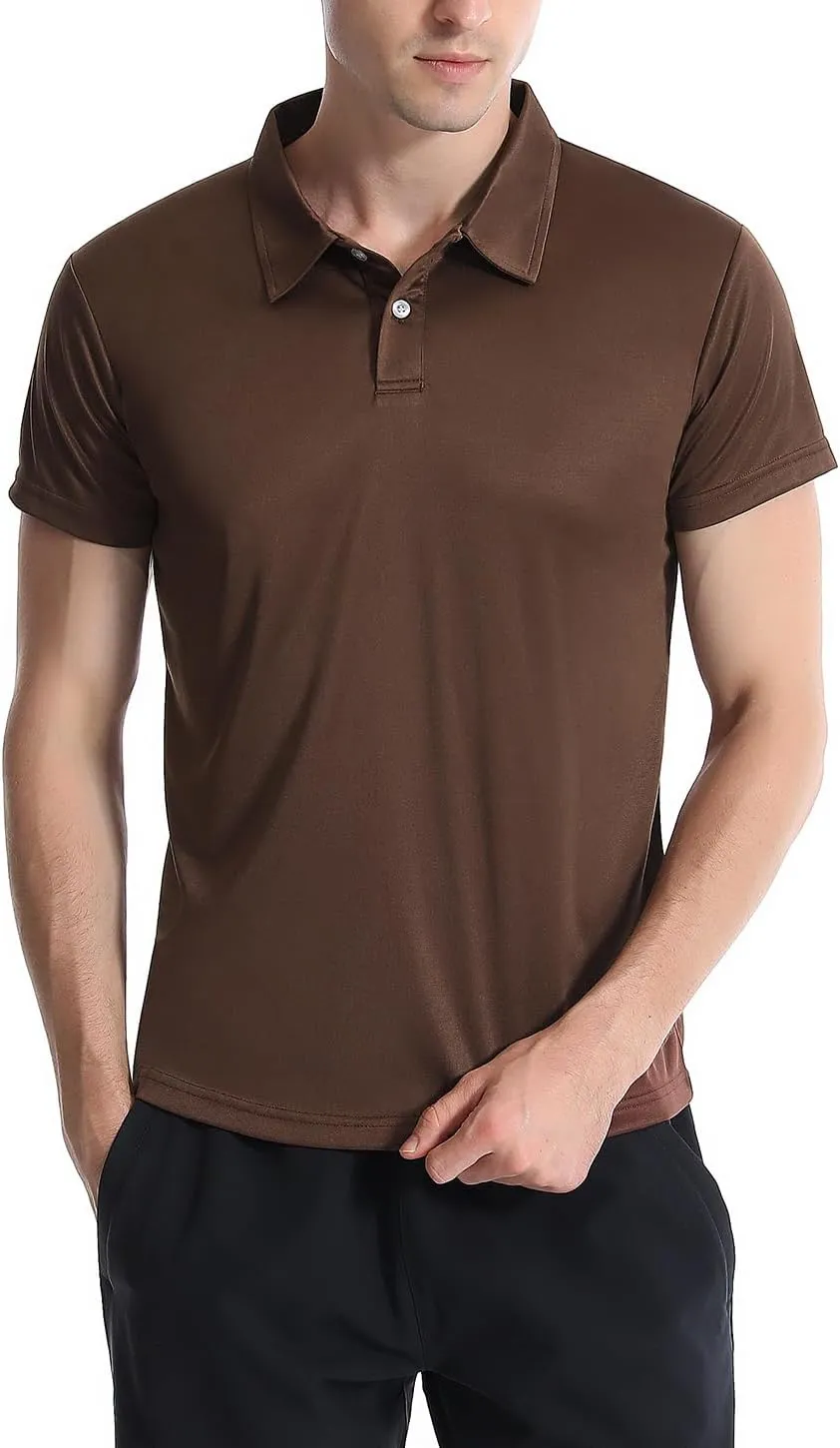 5 Pack Polo Shirts for Men Dry Fit Short Sleeve Golf T-Shirt Moisture Wicking Collared Casual Work Tops