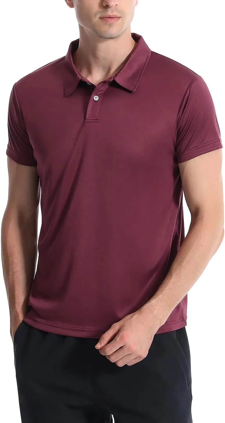 5 Pack Polo Shirts for Men Dry Fit Short Sleeve Golf T-Shirt Moisture Wicking Collared Casual Work Tops