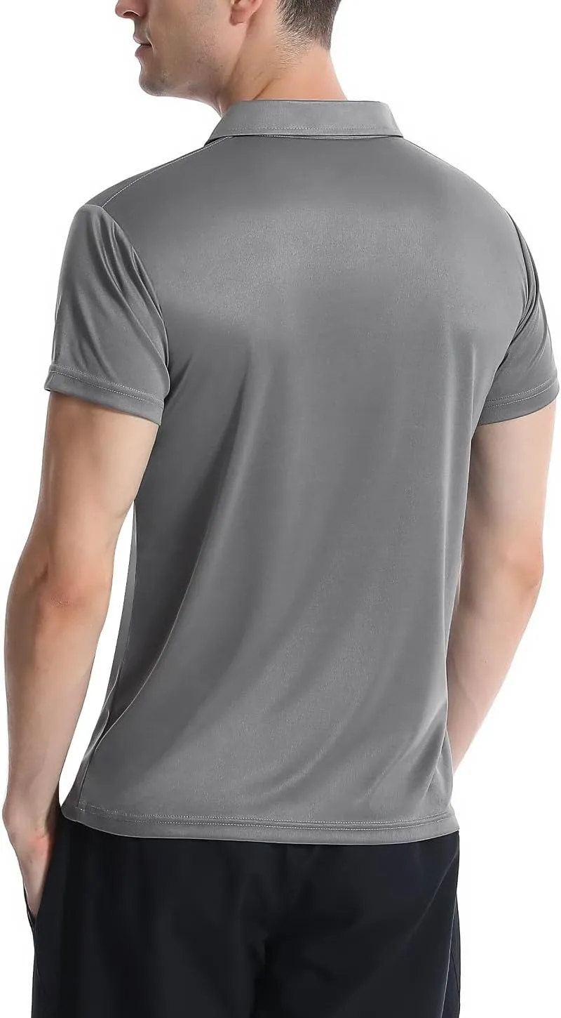 5 Pack Polo Shirts for Men Dry Fit Short Sleeve Golf T-Shirt Moisture Wicking Collared Casual Work Tops