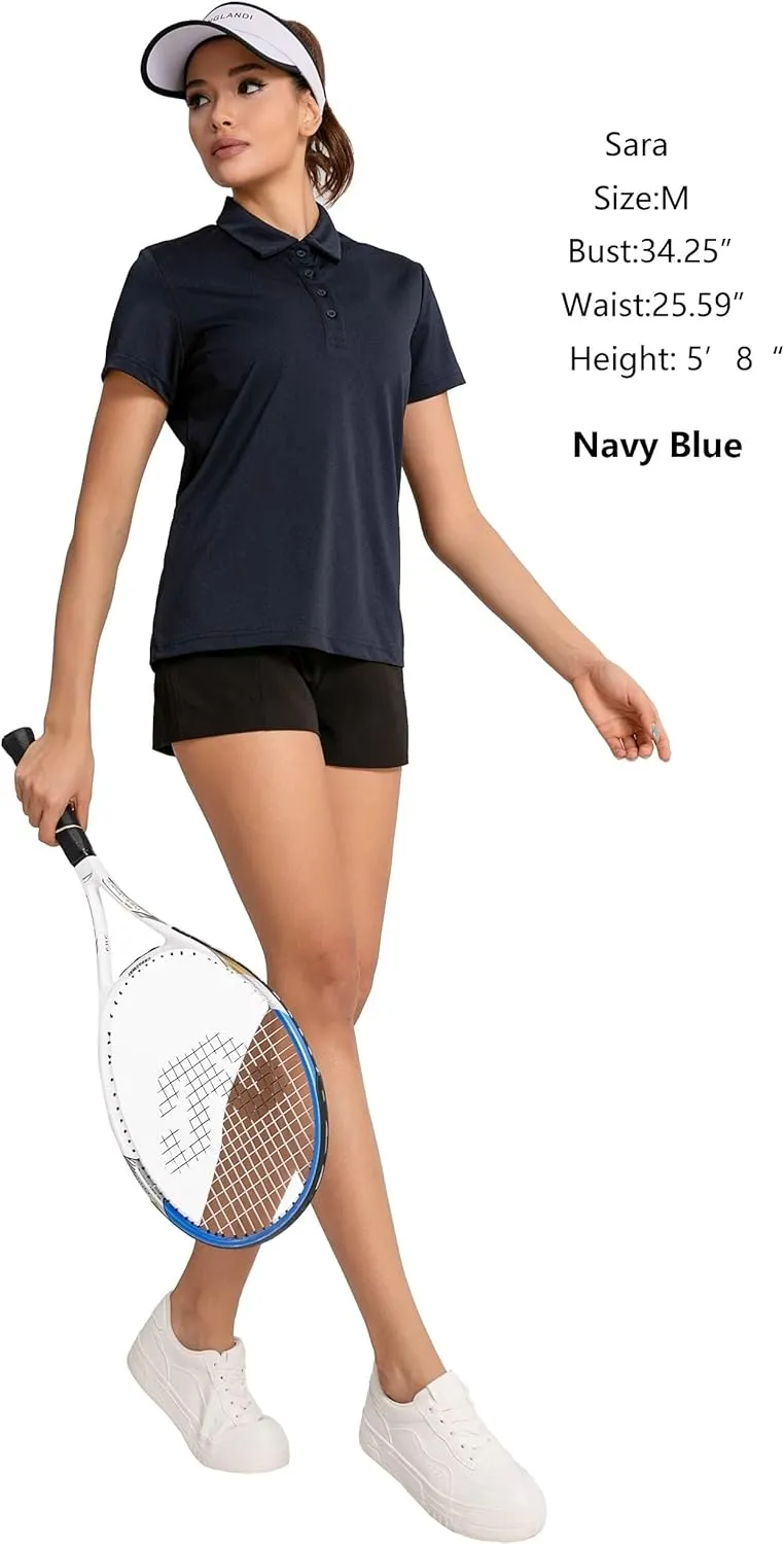 5 Pack Women's Polo Shirts Athletic Golf Tennis Shirts Short Sleeve 4 Buttons Moisture Wicking Casual Work Tops