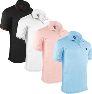 Albert Morris Mens Striped Short Sleeve Polo Shirts 4 Pack