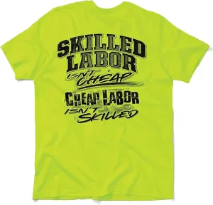 Armed American Supply Hi Vis, Hi Viz Skilled Labor Cotton/Poly Blend Half-Sleeve Safety T-Shirt, Safety Yellow