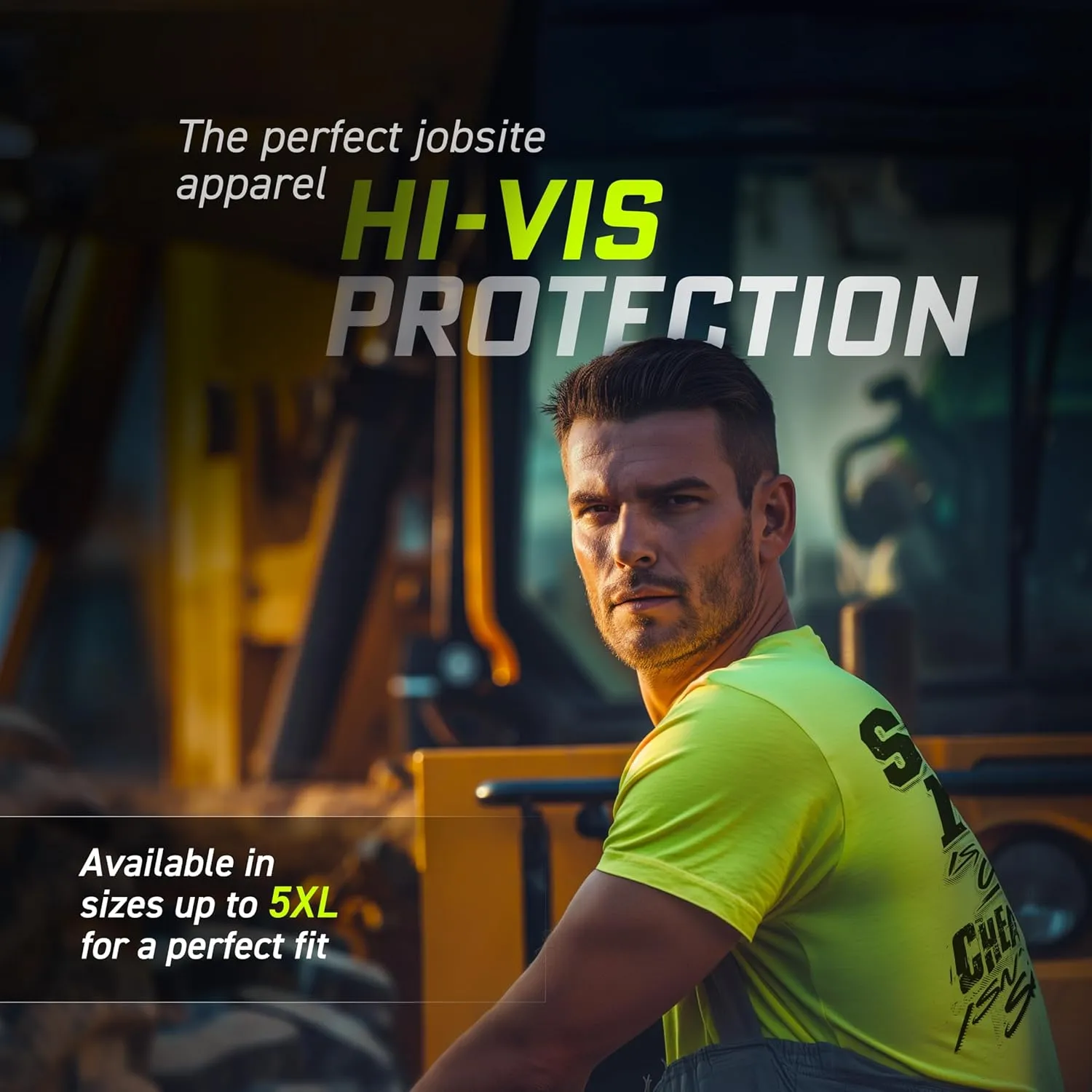 Armed American Supply Hi Vis, Hi Viz Skilled Labor Cotton/Poly Blend Half-Sleeve Safety T-Shirt, Safety Yellow