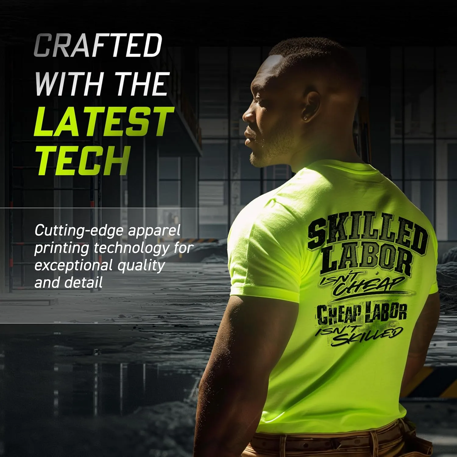 Armed American Supply Hi Vis, Hi Viz Skilled Labor Cotton/Poly Blend Half-Sleeve Safety T-Shirt, Safety Yellow