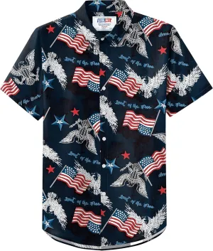 Arvilhill Men American Flag Button Shirt 4th of July Short Sleeve Shirts (S-3XL)