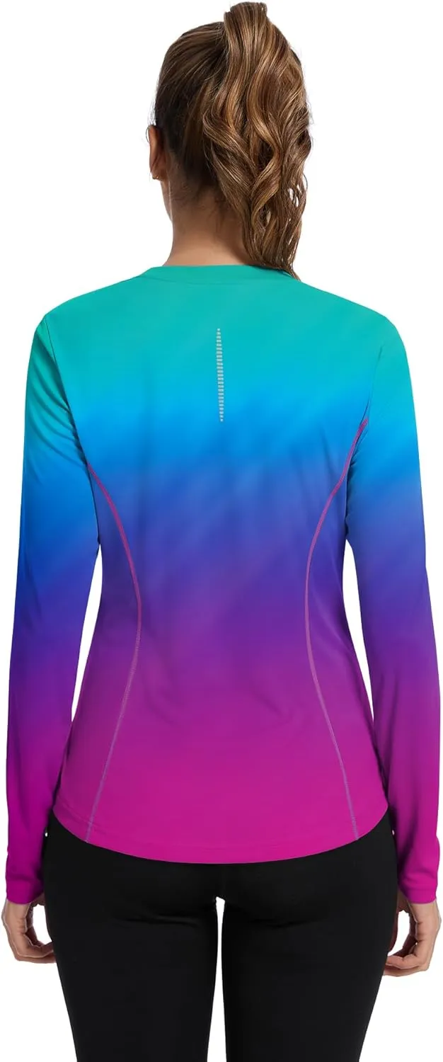 Avoogue Women UPF 80  UV Shirts Long Sleeve with Thumb Holes Workout Sun Shirt Quick Dry Athletic Hiking Running Tops