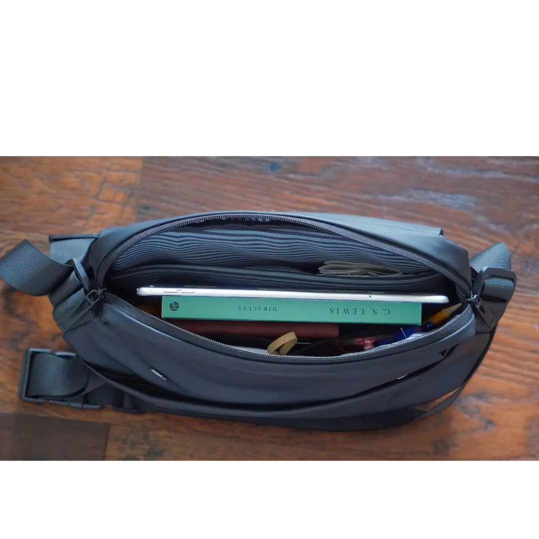 AW Men's Essentials Crossbody Belt Bag In Waterproof Black Oxford Canvas
