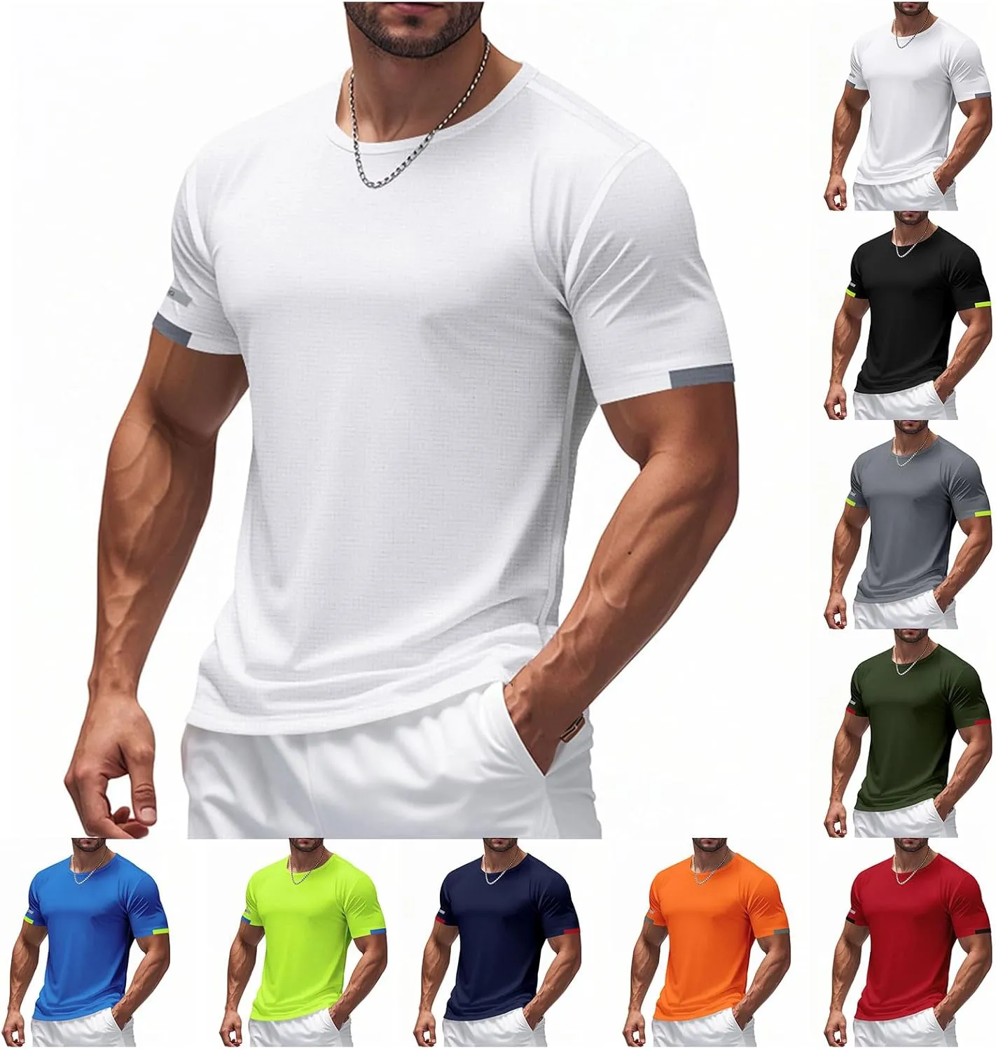 Beeswan Shirts for Men Short Sleeve Lightweight Athletic Running T Shirts Quick Dry Muscle Fit Moisture Wicking Tees