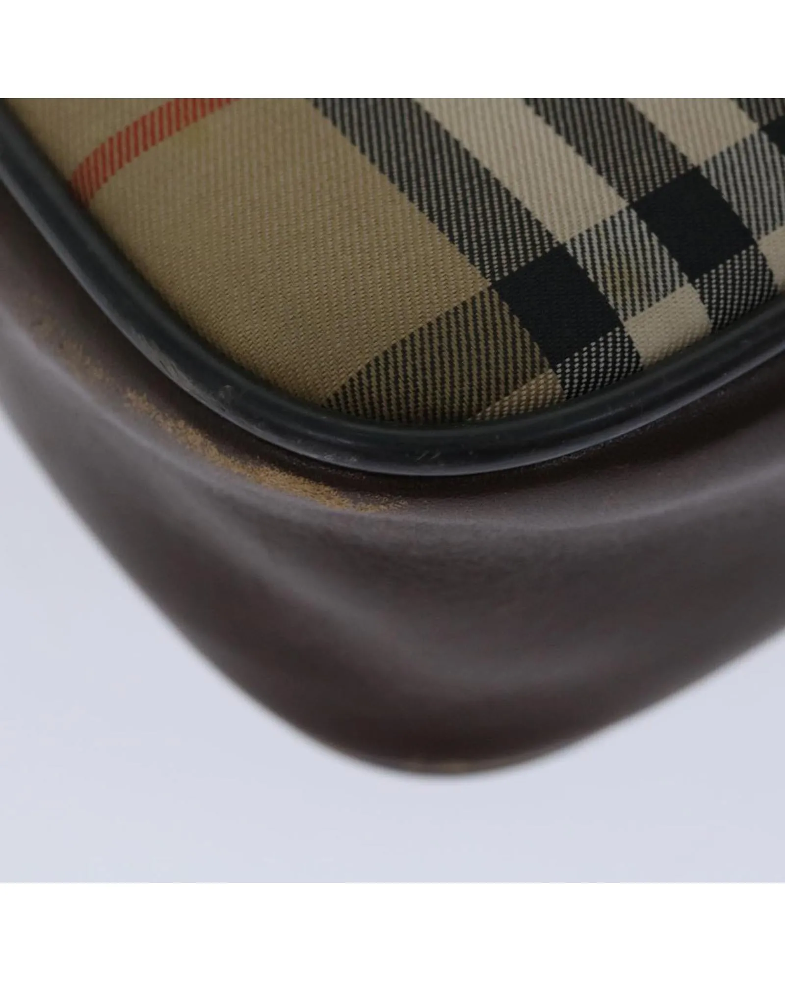 Beige Canvas Shoulder Bag with Nova Check Pattern