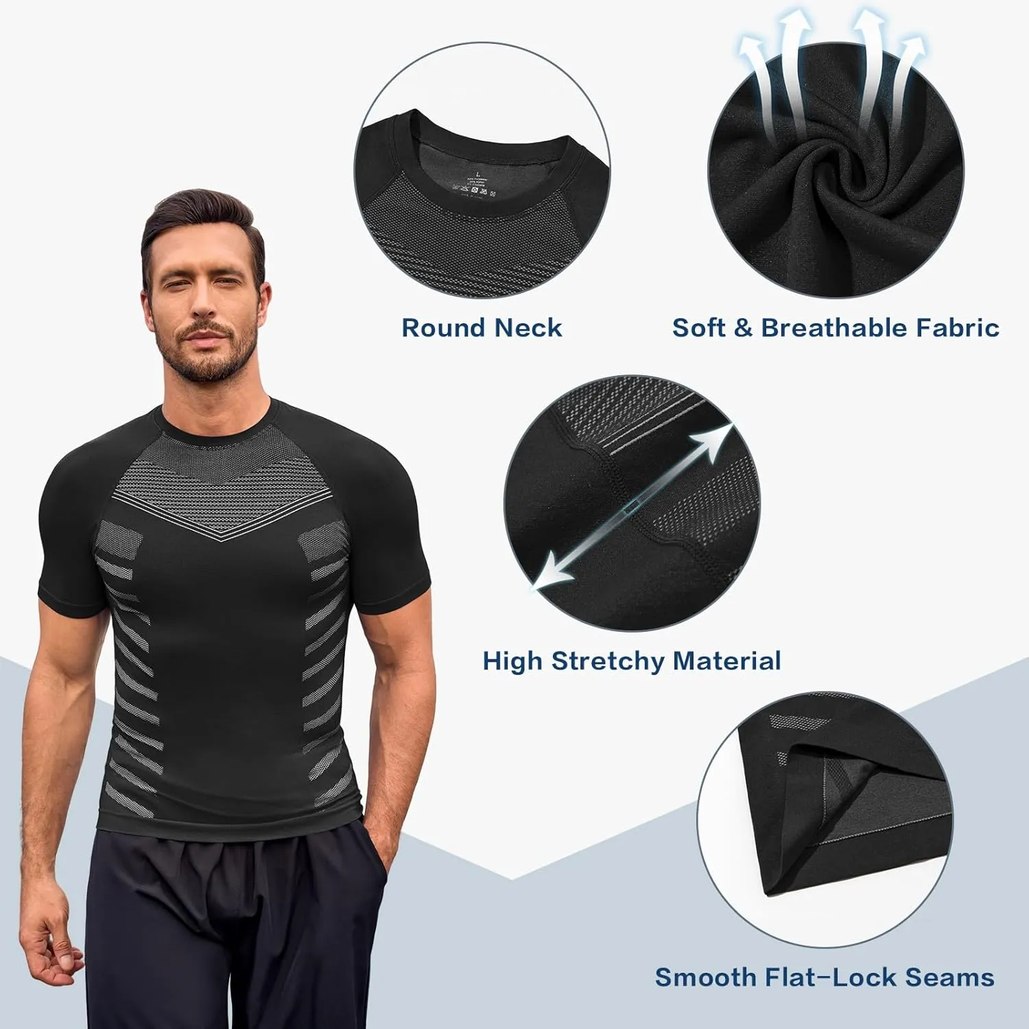 Beotyshow Gynecomastia Compression Shirts Short Sleeve Slimming Body Shaper Shapewear Workout T Shirts Undershirts