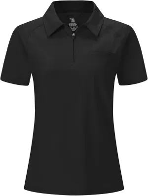 BGOWATU Women's Short Sleeve Golf Polo Shirts 1/4 Zip Tennis Tops Collared T-Shirts UV Protection Quick Dry