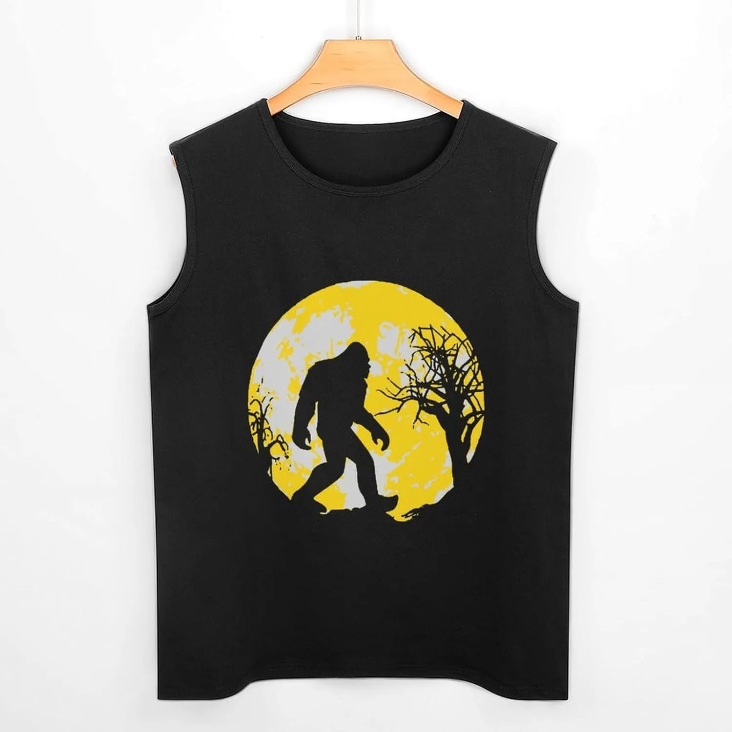 Bigfoot Sasquatch Full Moon Men's Sleeveless Shirts Muscle Tank Top Gym Workout T Shirt