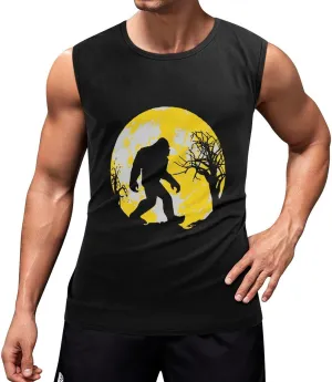 Bigfoot Sasquatch Full Moon Men's Sleeveless Shirts Muscle Tank Top Gym Workout T Shirt