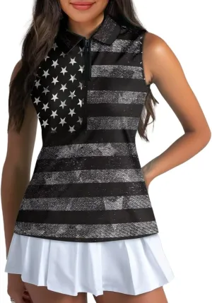 Biyejit Sleeveless Golf Shirts for Women Lightweight Casual V Neck 1/4 Zip Up Tank Top Tennis Shirts for Women Plus Size