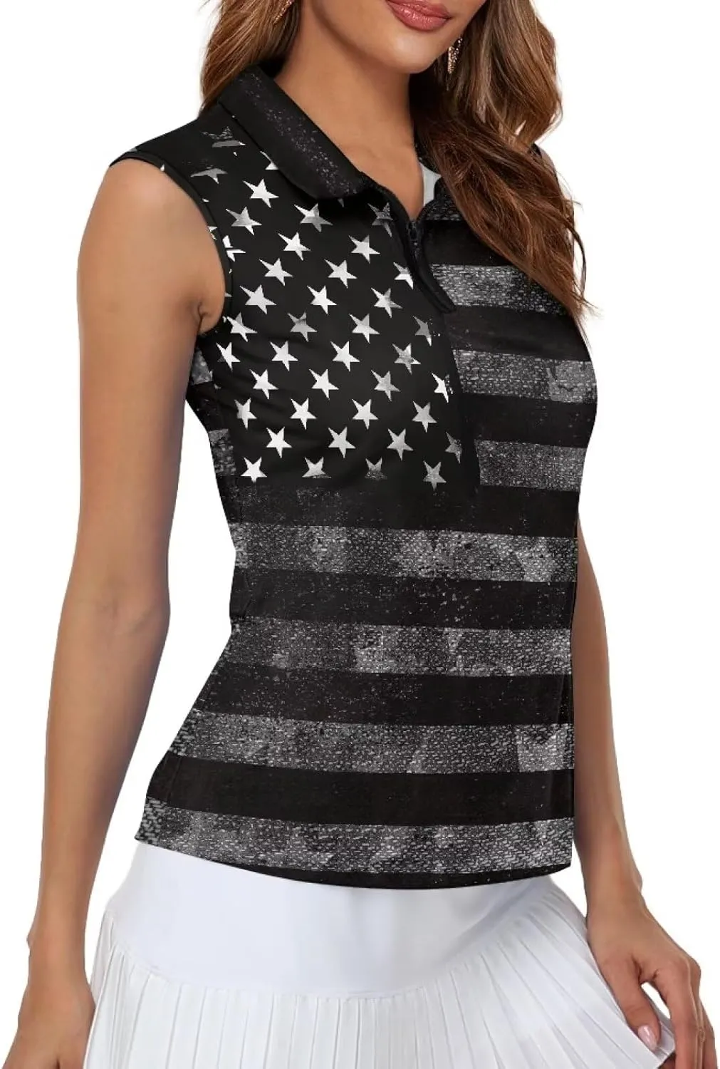 Biyejit Sleeveless Golf Shirts for Women Lightweight Casual V Neck 1/4 Zip Up Tank Top Tennis Shirts for Women Plus Size