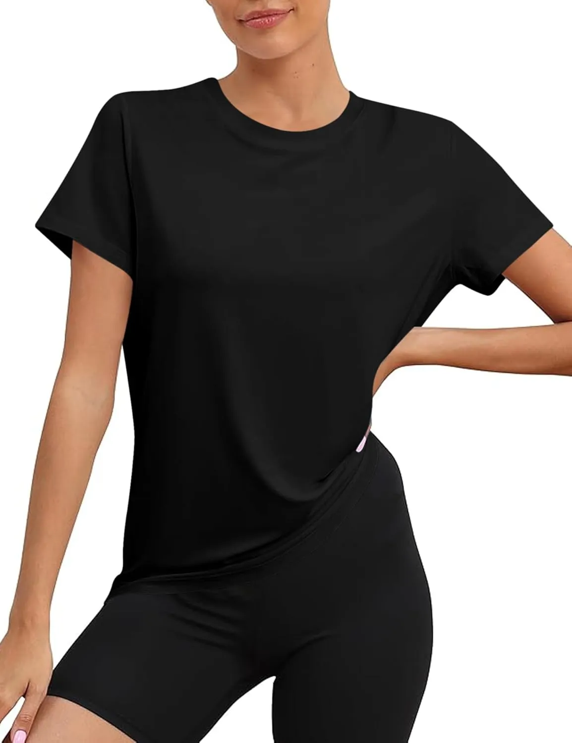 Blingfit Workout Tops for Women Short Sleeve Yoga Shirts Sports Gym Tshirts Quick Drying Running Top UPF 80  Sun Protection