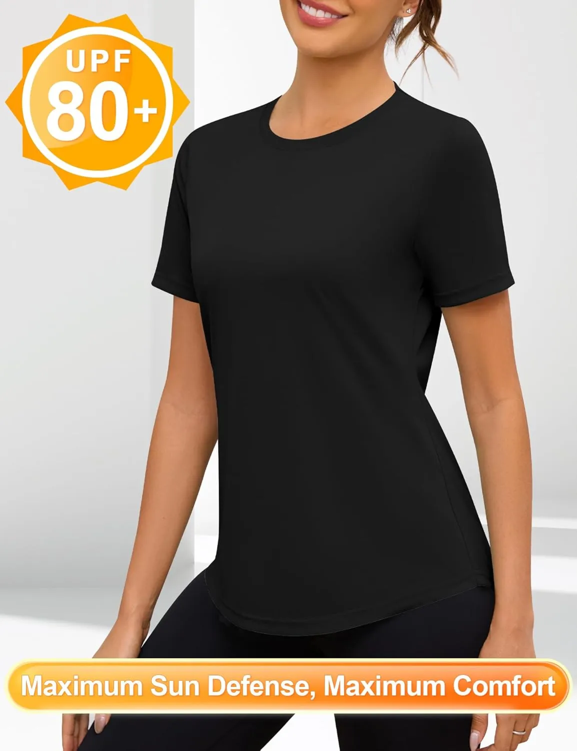 Blingfit Workout Tops for Women Short Sleeve Yoga Shirts Sports Gym Tshirts Quick Drying Running Top UPF 80  Sun Protection