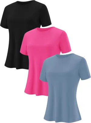 Blingfit Workout Tops for Women Short Sleeve Yoga Shirts Sports Gym Tshirts Quick Drying Running Top UPF 80  Sun Protection