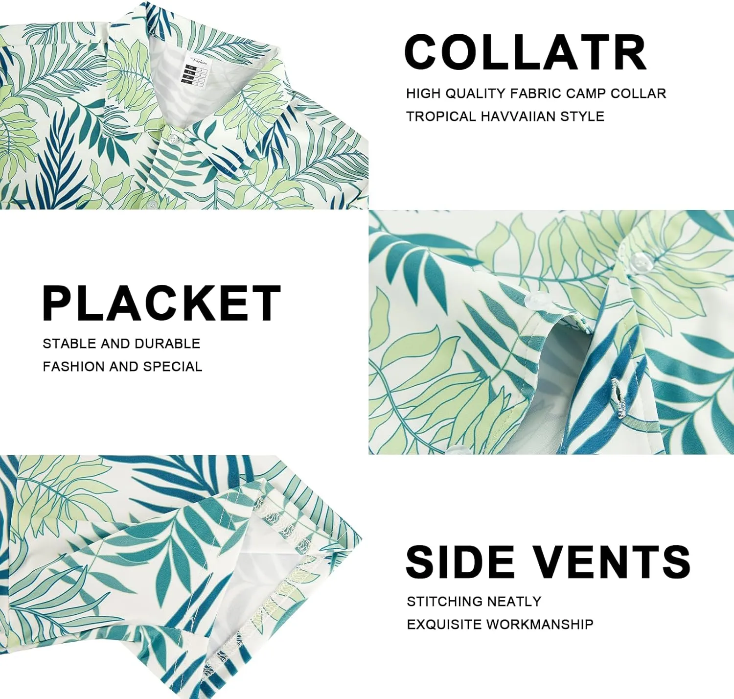 BOJIN Men's Hawaiian Wrinkle Free Short Sleeve Button Down Tropical Floral Beach Vacation Shirt