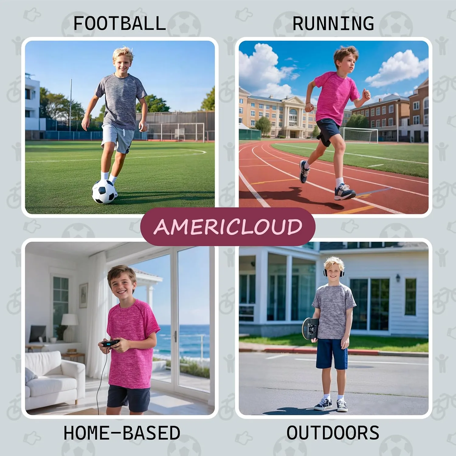 Boy's Quick Dry Short-Sleeve T-Shirts Active T Shirts for Boys 3-12 Years Old