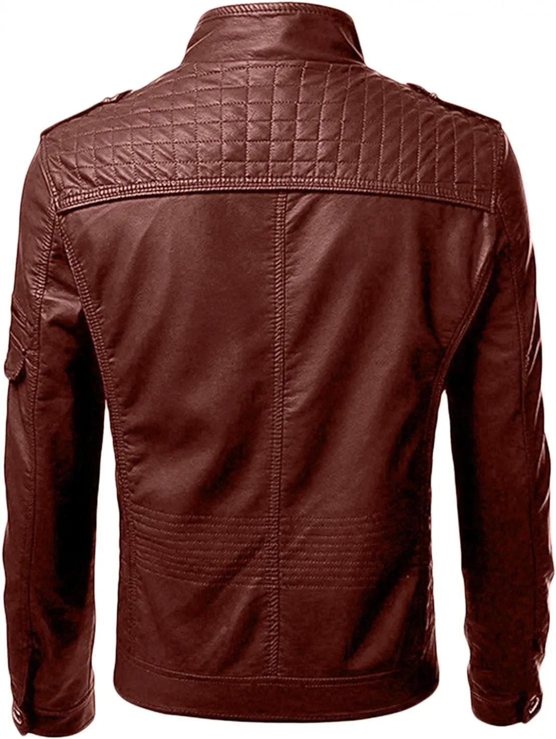Burband Mens Vintage Zip Up Faux Leather Jackets Luxury Lambskin Punk Motorcycle Racer Jackets Big and Tall Bomber Jackets