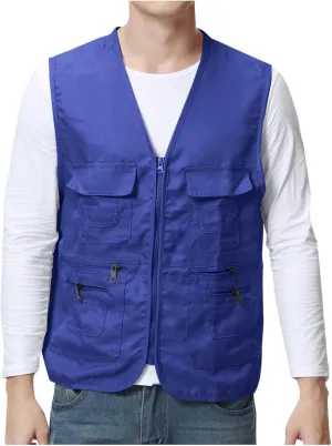 Cargo Vest for Men Utility Fishing Vests Outdoor Summer Lightweight Work Vests Zip Up Sleeveless Vest with Pockets