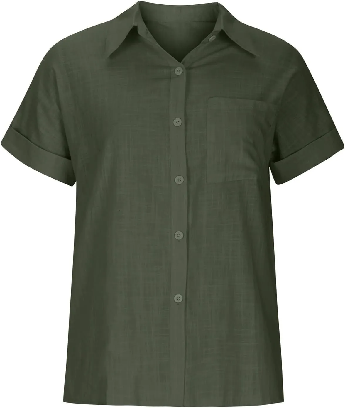 Ceboyel Women Cotton Linen Summer Shirts Collared Button Down Blouses Gauze Short Sleeve Tops Causal Ladies Outfits 2023