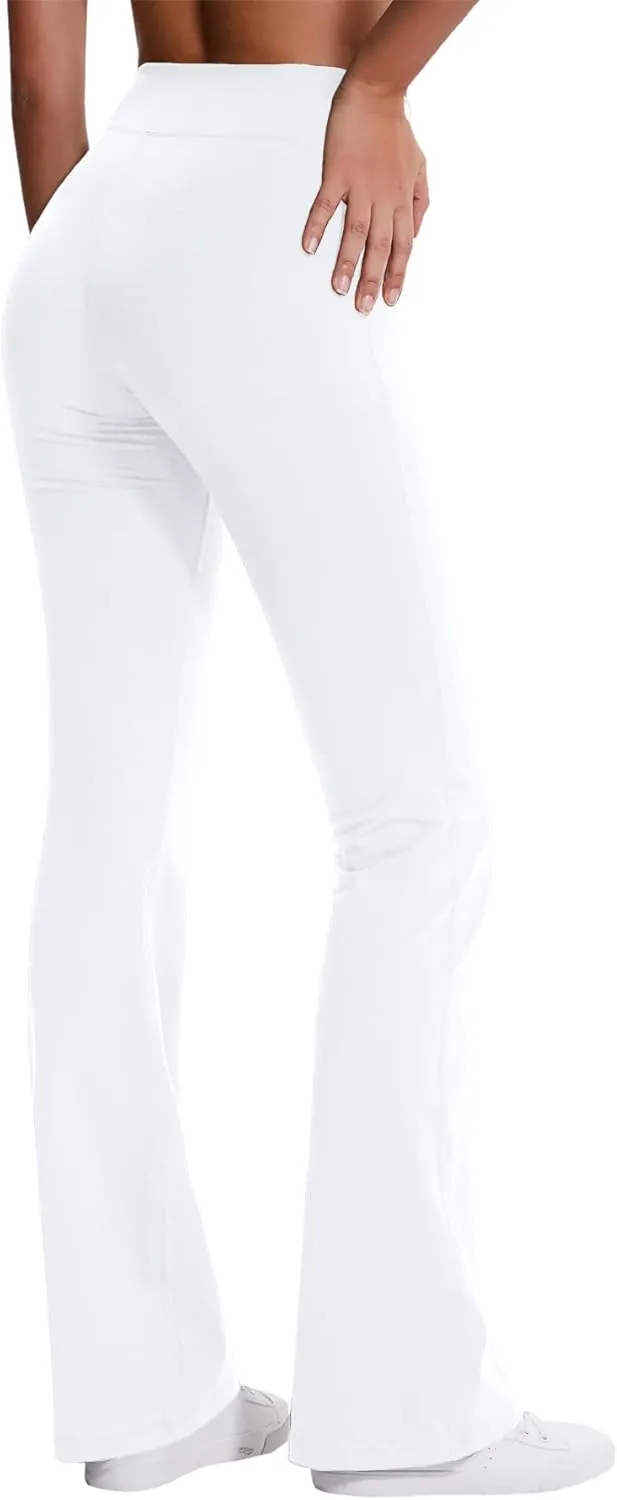 ChinFun Bootcut Wide Leg Yoga Pants with Pockets for Women Bootleg High Waist Workout Tummy Control Flare Work Pants