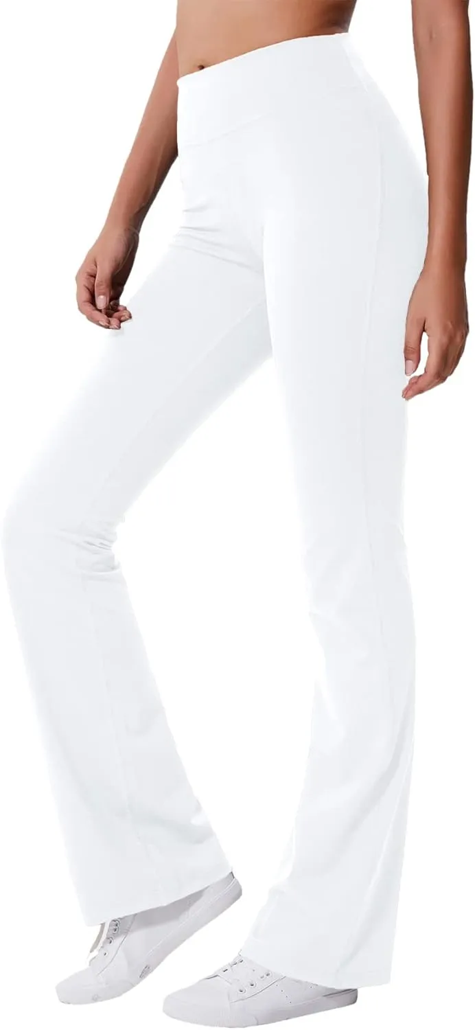 ChinFun Bootcut Wide Leg Yoga Pants with Pockets for Women Bootleg High Waist Workout Tummy Control Flare Work Pants