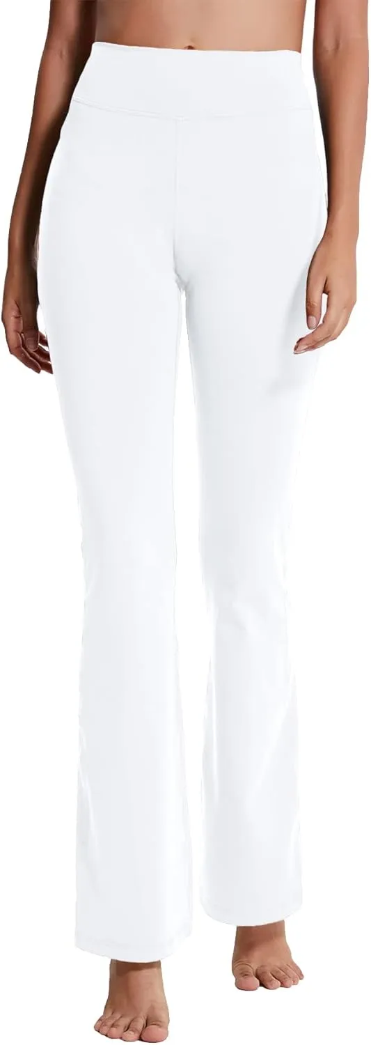 ChinFun Bootcut Wide Leg Yoga Pants with Pockets for Women Bootleg High Waist Workout Tummy Control Flare Work Pants