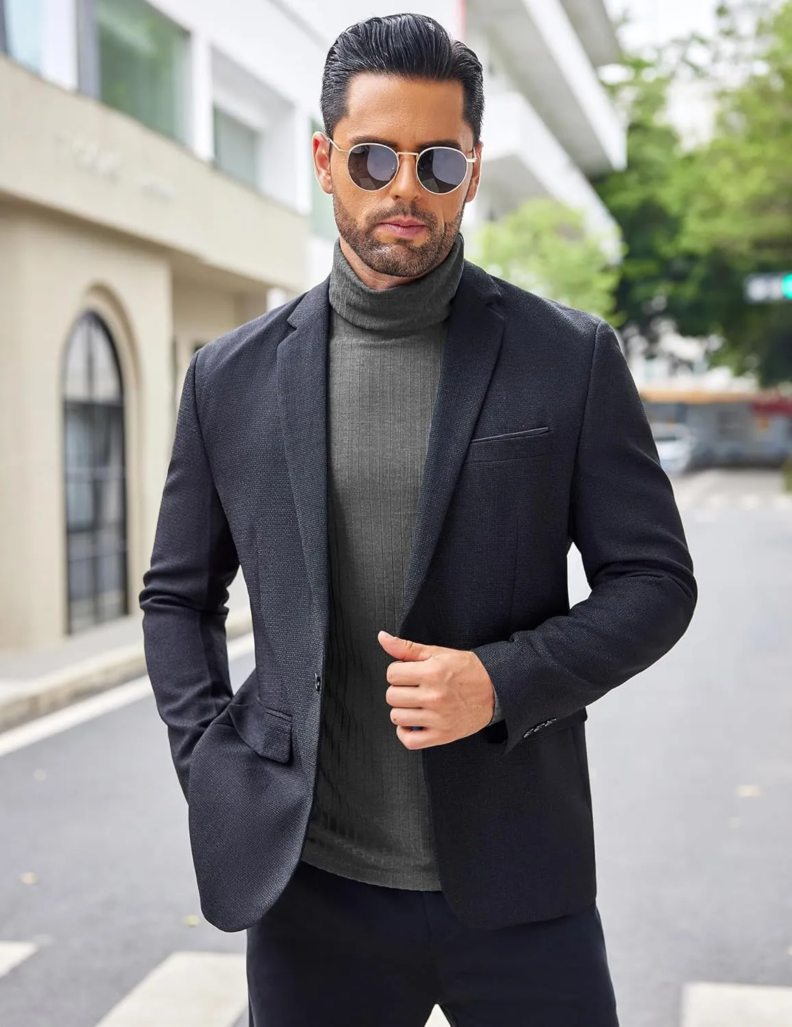 COOFANDY Men's Turtleneck Sweater Slim Fit Lightweight Basic Ribbed Sweaters