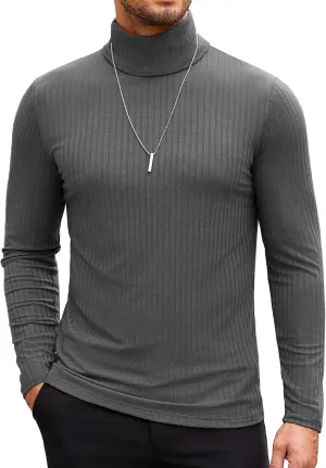 COOFANDY Men's Turtleneck Sweater Slim Fit Lightweight Basic Ribbed Sweaters