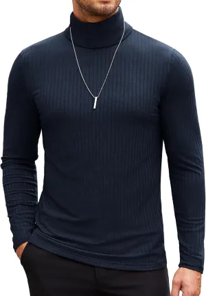 COOFANDY Men's Turtleneck Sweater Slim Fit Lightweight Basic Ribbed Sweaters