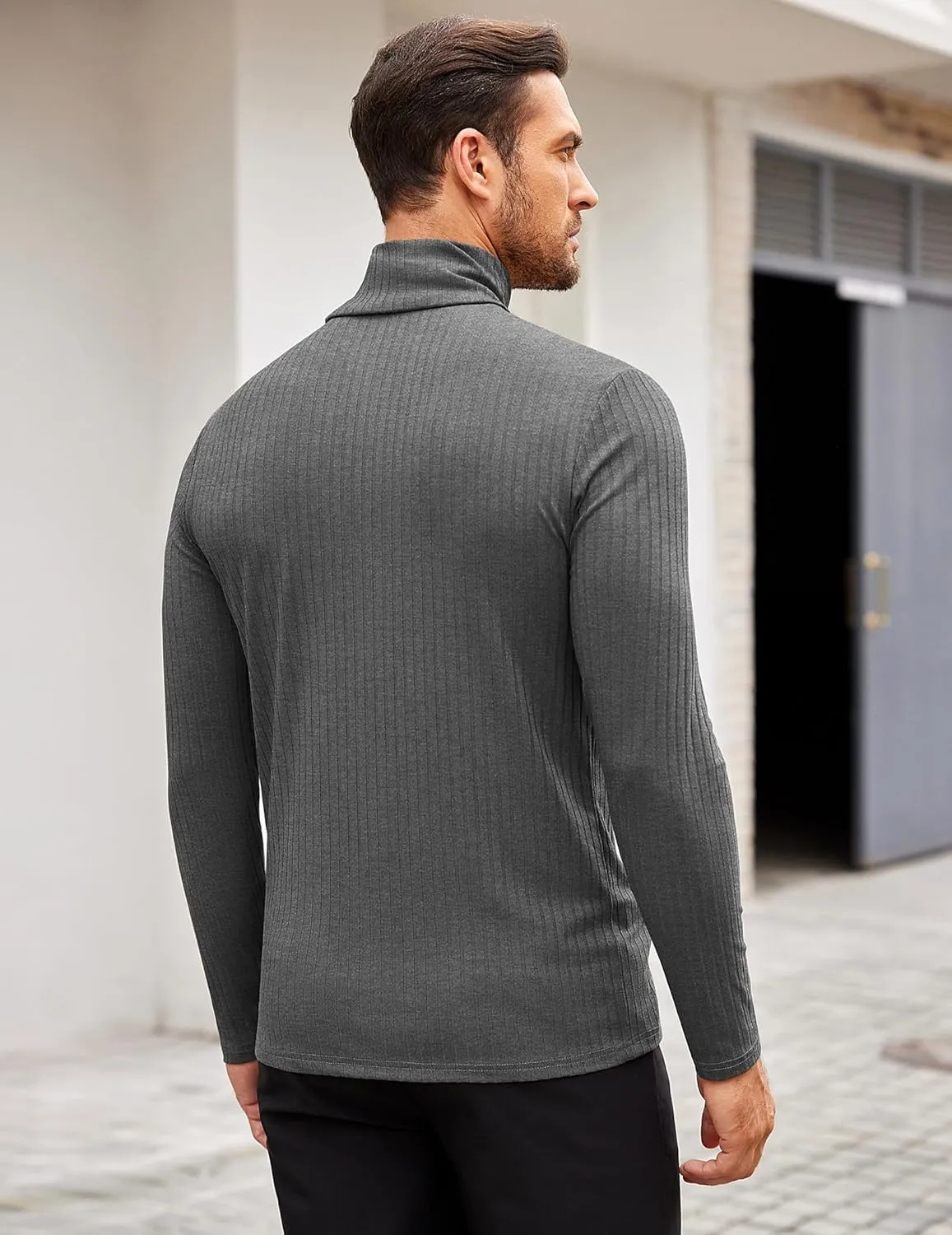 COOFANDY Men's Turtleneck Sweater Slim Fit Lightweight Basic Ribbed Sweaters