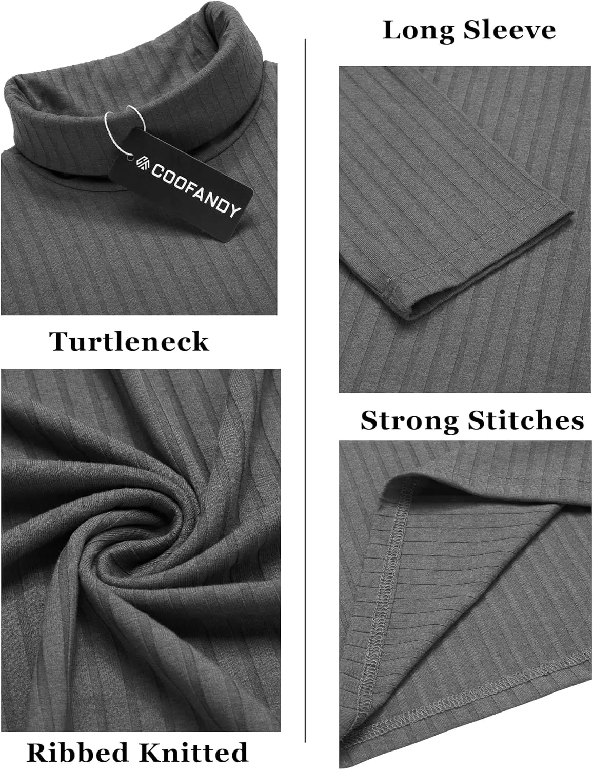COOFANDY Men's Turtleneck Sweater Slim Fit Lightweight Basic Ribbed Sweaters