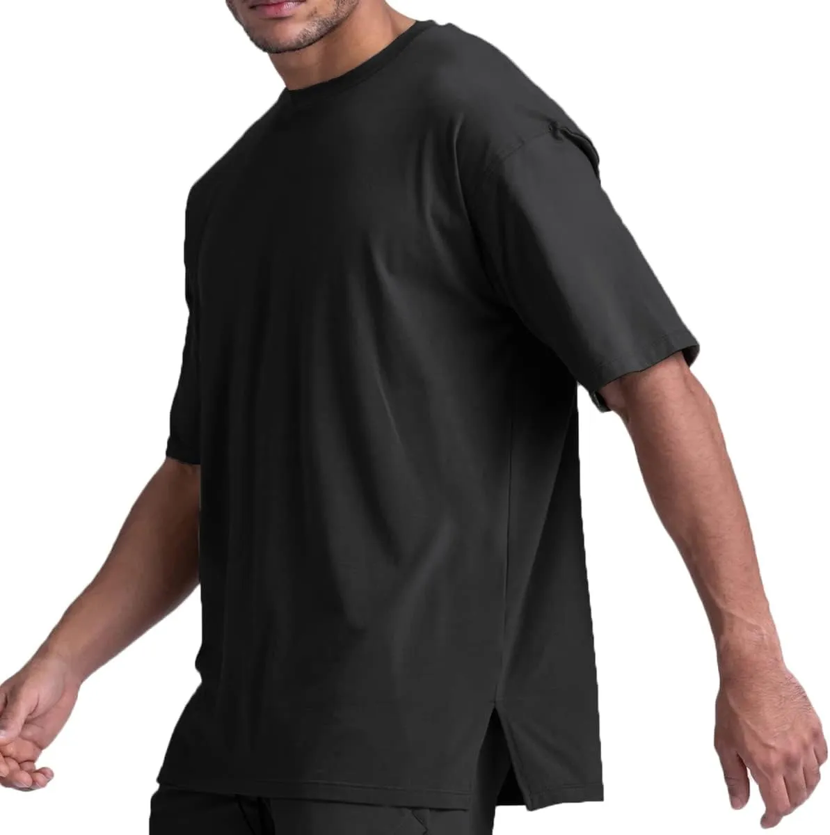 Cotton Gym Shirts Oversized Athletic Loose Workout t Shirts Short Sleeve for Men T68N