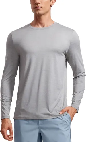 CRZ YOGA Long Sleeve Workout Shirts for Men Lightweight Athletic Gym Running Tops Breathable Casual Tee Shirts