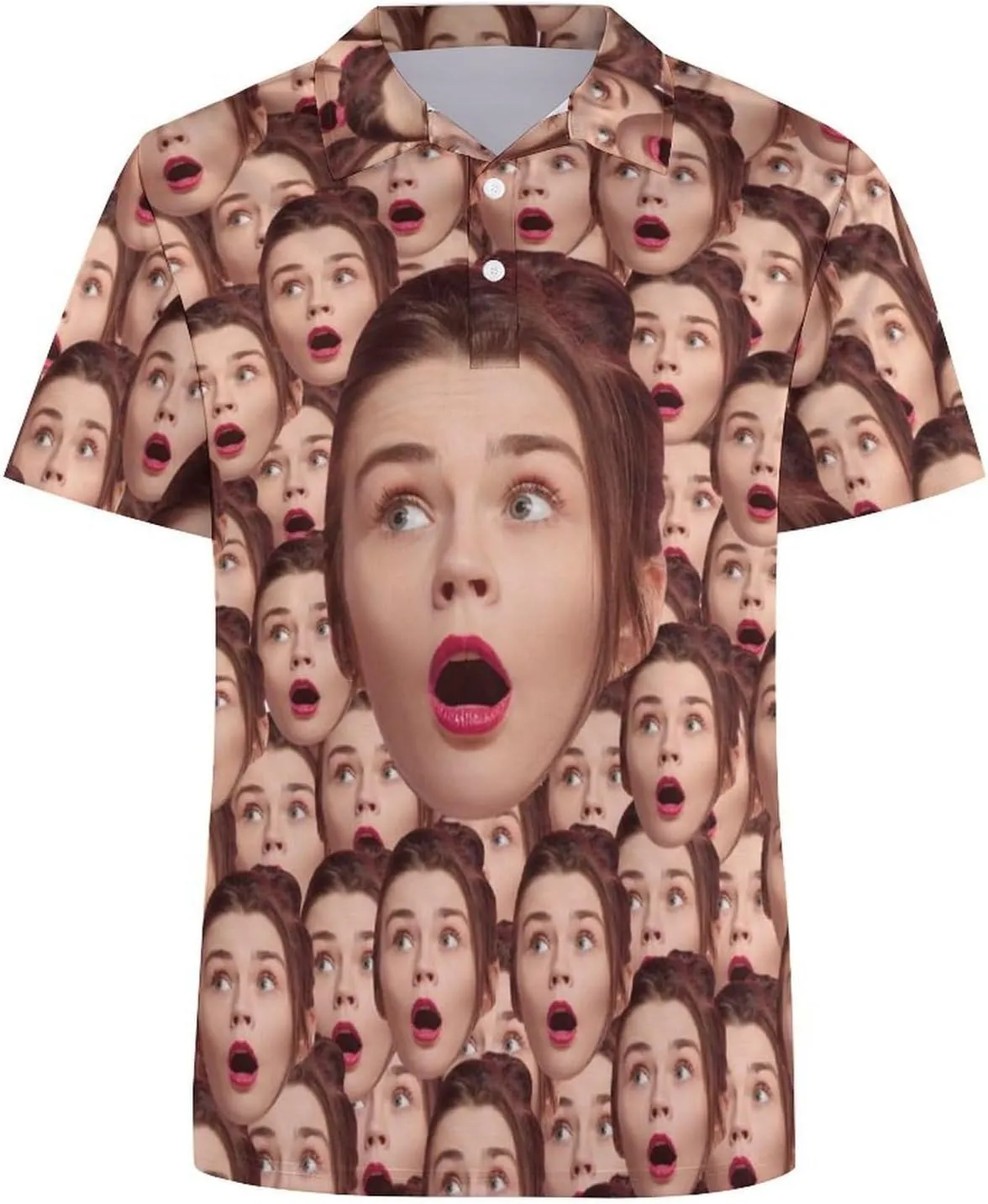 Custom Seamless Face Golf Shirts for Men Dry Fit Sleeve Golf Shirt Print Shirts Funny Golf Polo Shirts Collared Shirt
